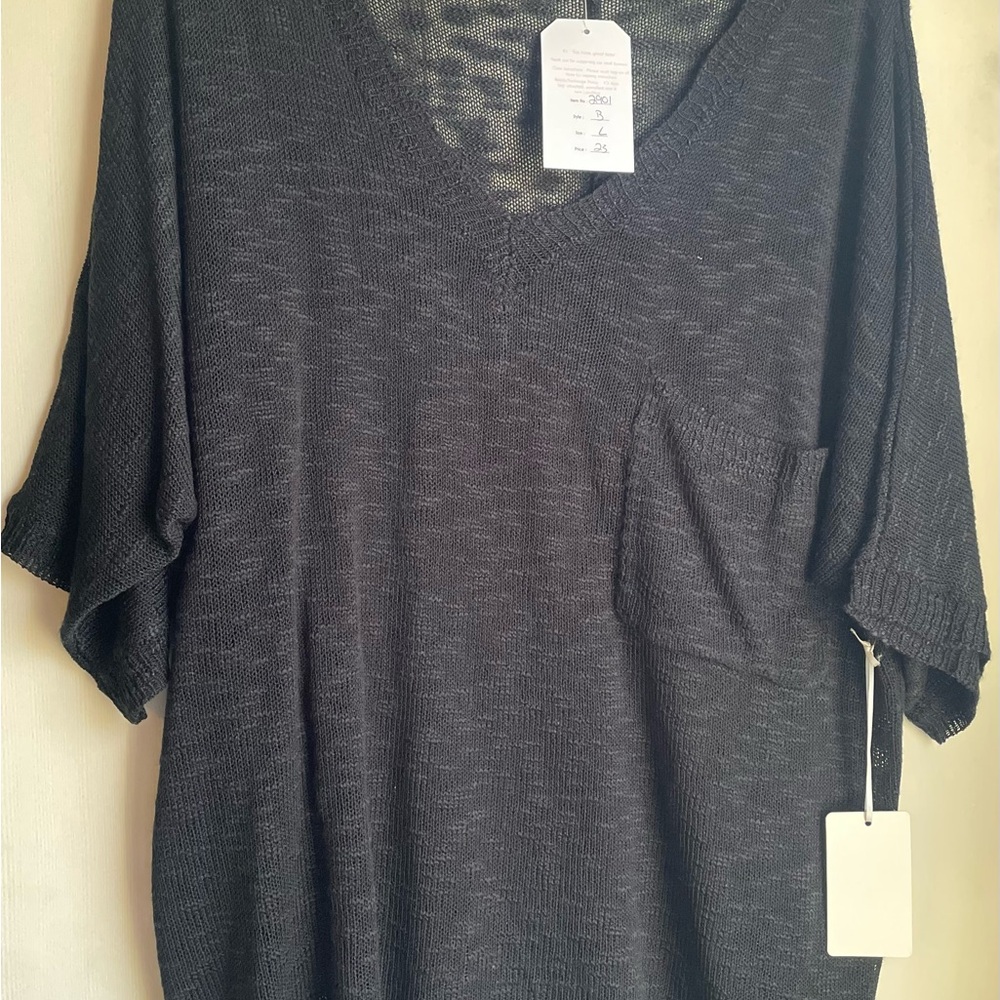 Black V-Neck Knit Top
